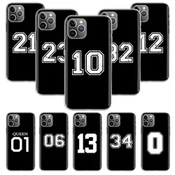 Black Letter Number SmartPhone Case Cover For iPhone 17 Air 16E 16 15 14 Plus 13 Mini 12 Pro Max 11 7 SE 8 Soft Pattern Coque Fu