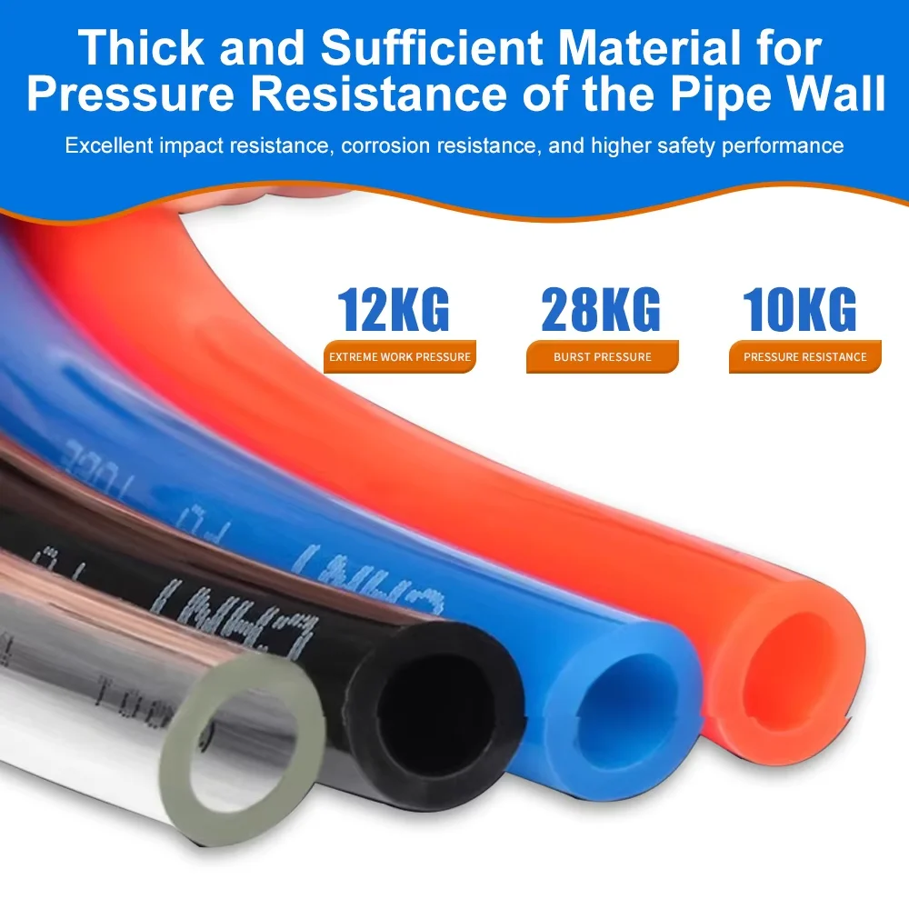 100m Box Inner Diameter 4/6/8/10mm Polyurethane Pneumatic Flexible and Rigid Tubing for Compressed Air Transmission.