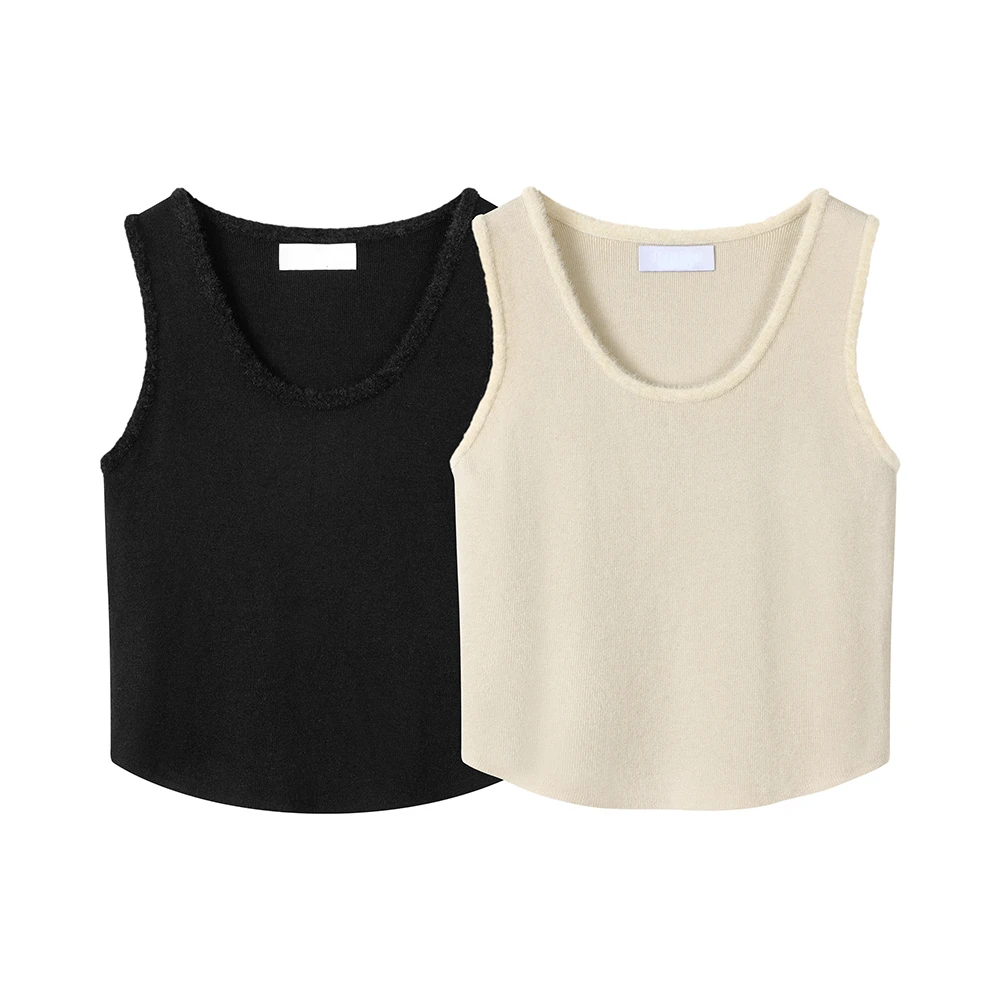 

Women Red Knitted Vest Summer Casual Sports Crew Neck Sleeveless T-Shirt Top Woman Clothing