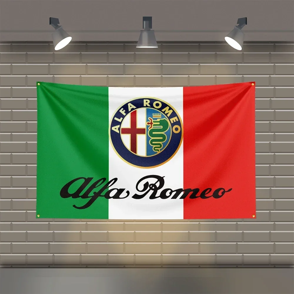 3x5ft Roman Alfa Romeo Flag, Polyester Banner, for Racing Decoration or Home/Outdoor Tapestry, Car Fans Favorite