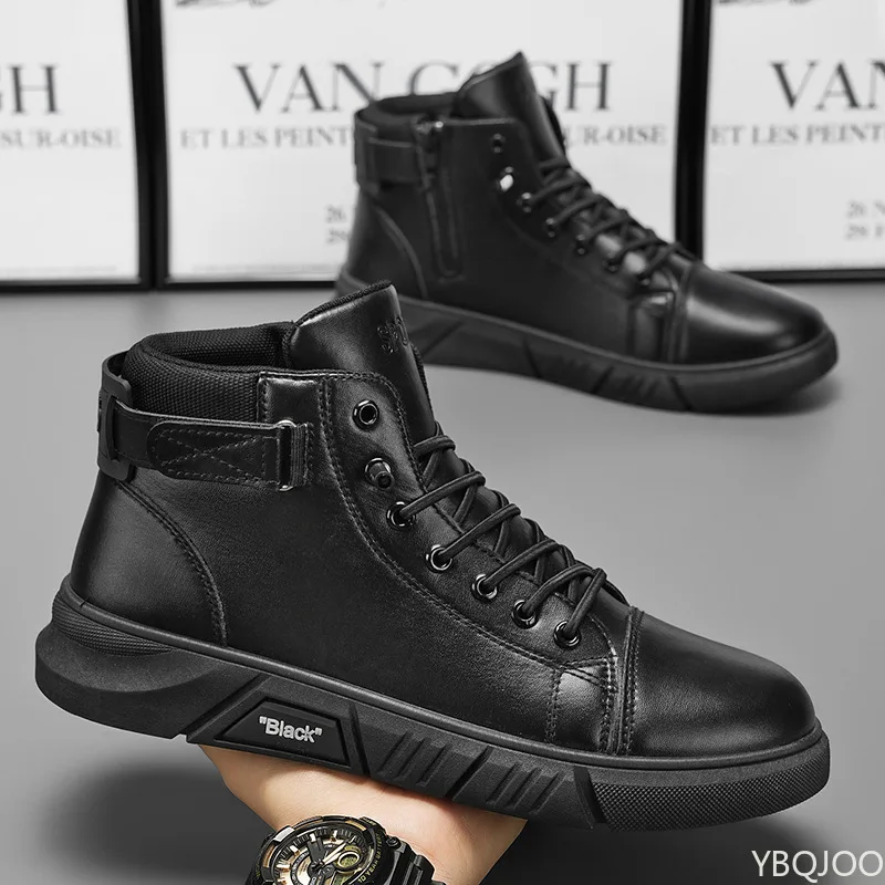 

Новые весенне-осенние простые удобные высокие мужские туфли, повседневные модные универсальные теплые хлопковые туфли в стиле ретро