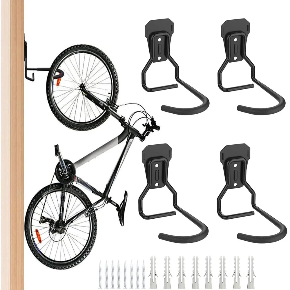 Confezione da 4 supporti per biciclette, gancio da parete per biciclette, supporti da parete per mountain bike, gancio salvaspazio per biciclette, ideale per garage, casa, giardino.