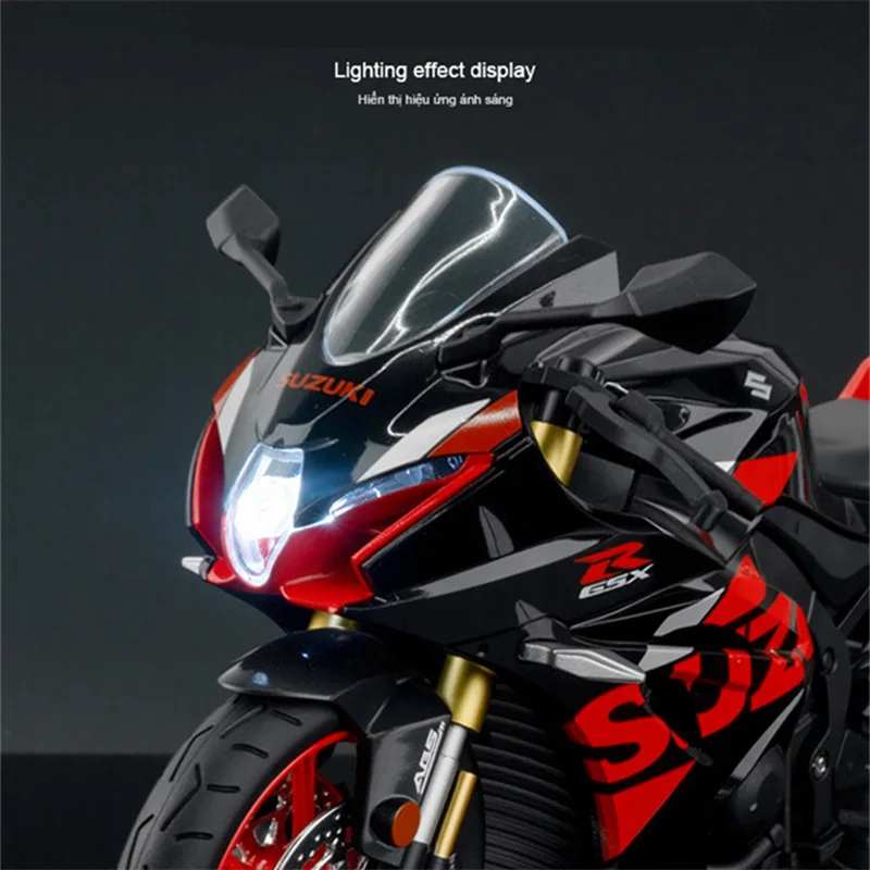 1:12 Suzuki GSX-R1000R Alloy Sports Motorcycle Model Diecast Toy Street Cross-Country Motorcycle Model Sound and Light Kids Gift