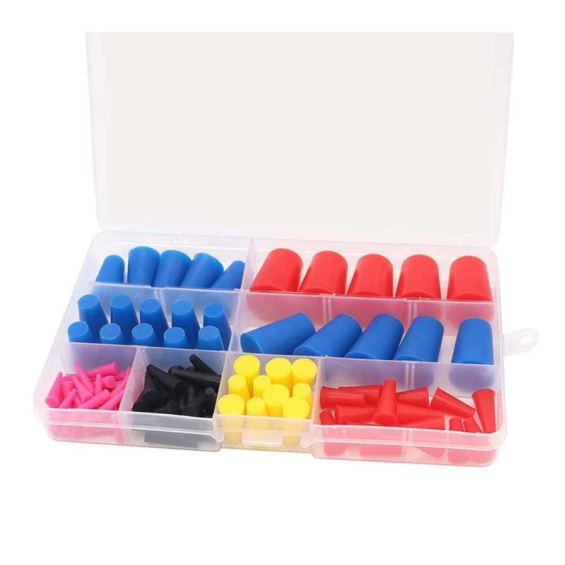 105Pcs 1/16Inch To 5/8Inch Silicone Rubber Tapered Plug Assortment Kits For Masking Off Holes During Powder Coating