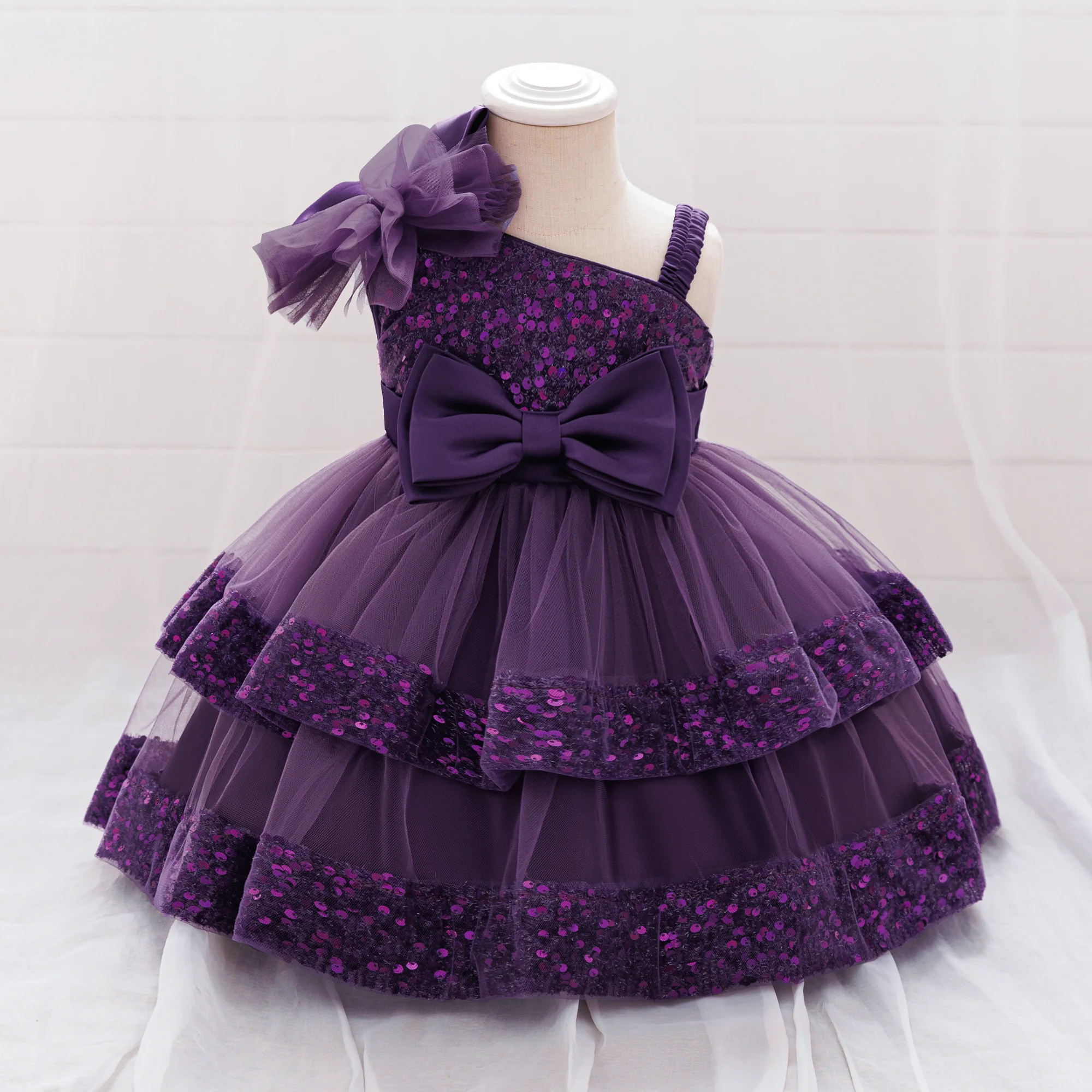 Kleinkind Halloween-Party Mädchenkleid Karneval Weihnachtskostüme Pailletten 1. Geburtstag Hochzeit Brautjungfer Prinzessin Baby Mädchenkleid – Detail 8