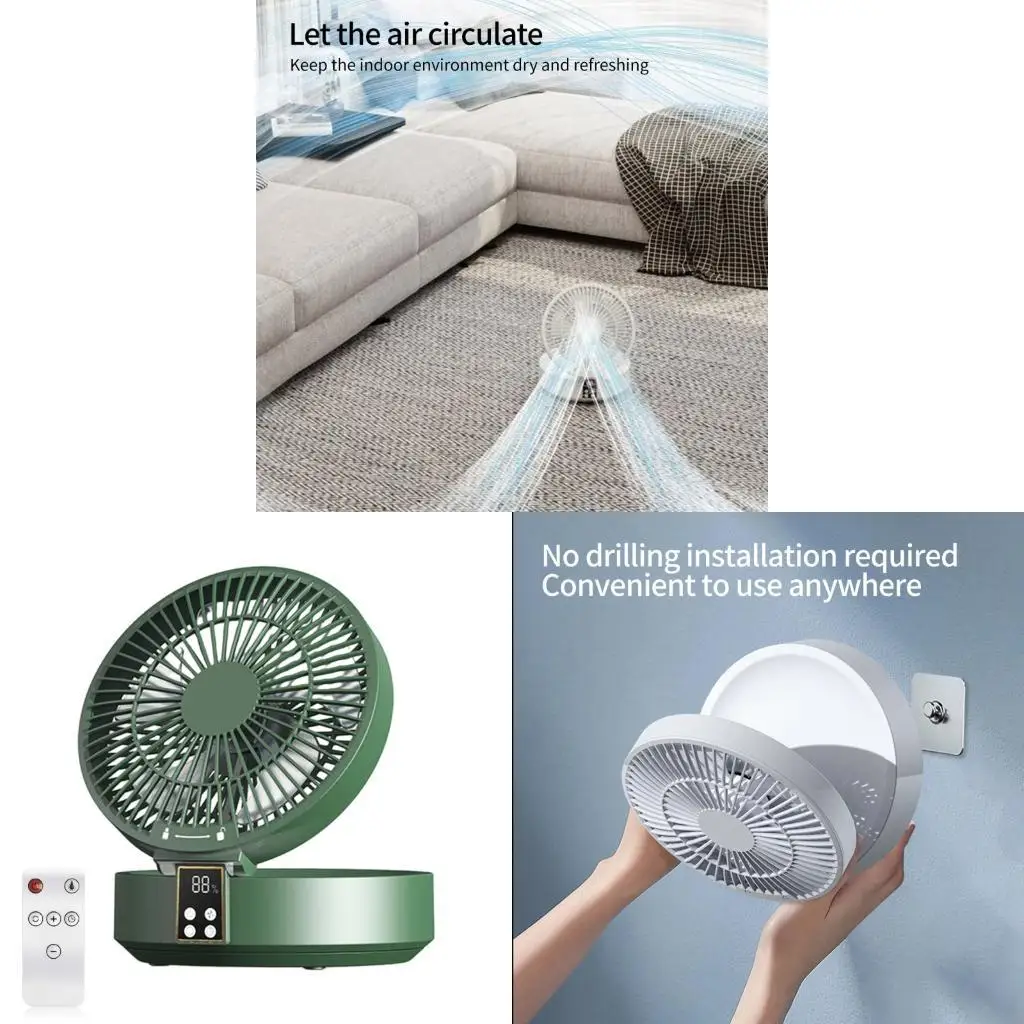 Enfriadores aire escritorio USB control remoto 19QE con función temporizador plegable 4000 mAh batería 120 ° 3