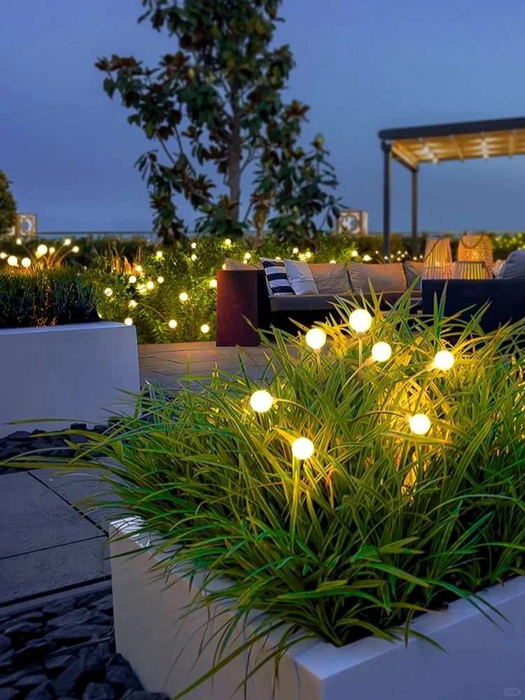 Tre teste Firefly Solar Outdoor impermeabile Firefly Lamp cortile giardino Layout atmosfera decorazione creativa prato all'aperto