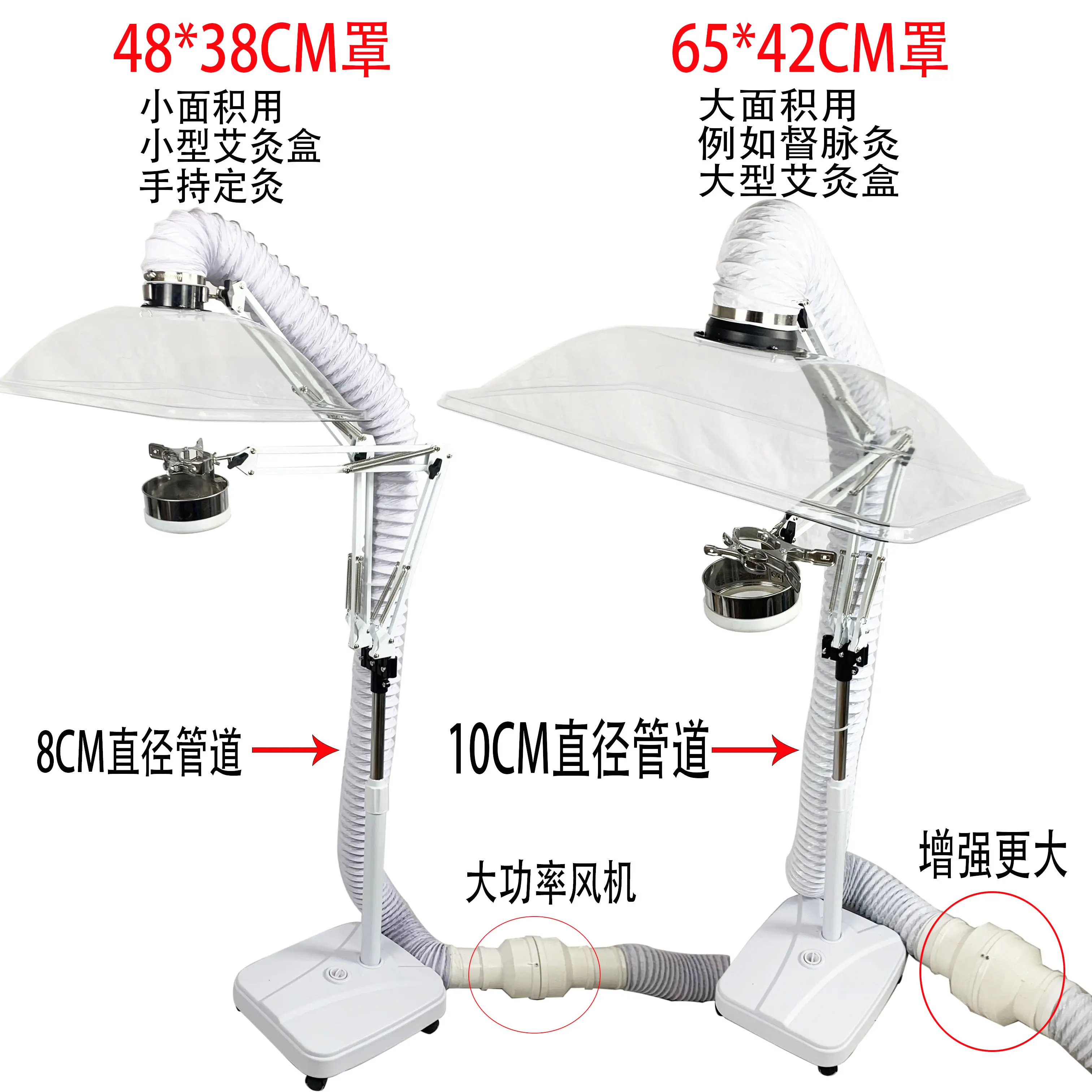Moxa smoke absorber, indoor ventilator, vertical compact type, hood-equipped, simple smoke exhaust duct