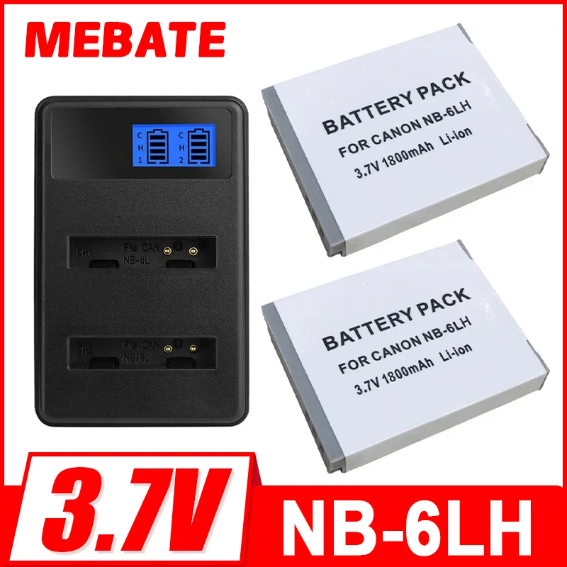 1800mAh NB-6LH Charger + NB 6LH Battery For Canon Powershot SX700 SX710 SX700HS S120 S110 SX170 IS S200 280HS S95 SX530 SX270HS