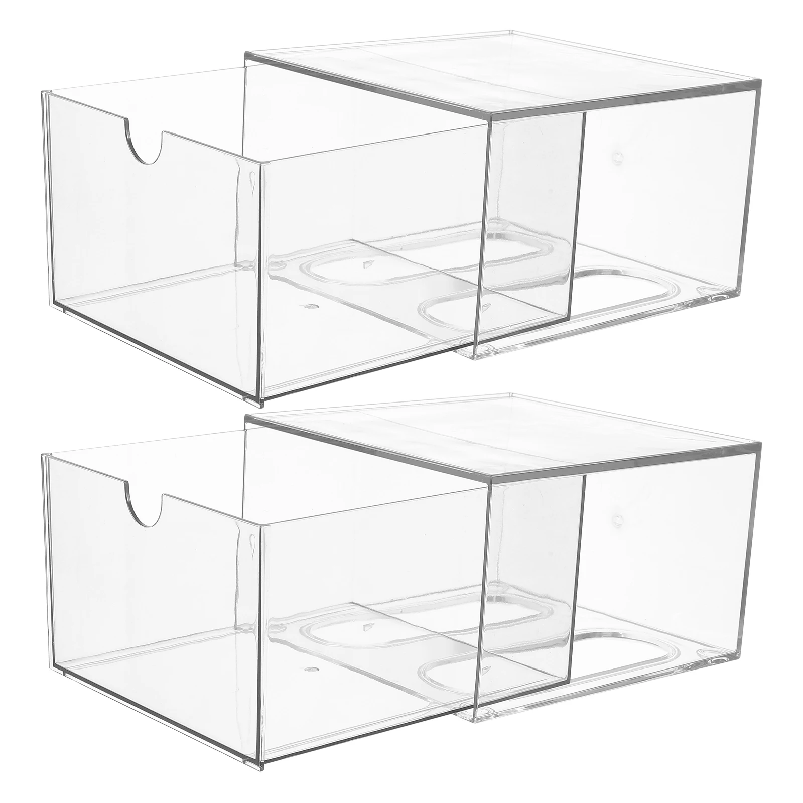

2pcs Clear Storage Boxes Stackable Makeup ganizer Drawers Bathroom Vanity Containers Skincare Storage