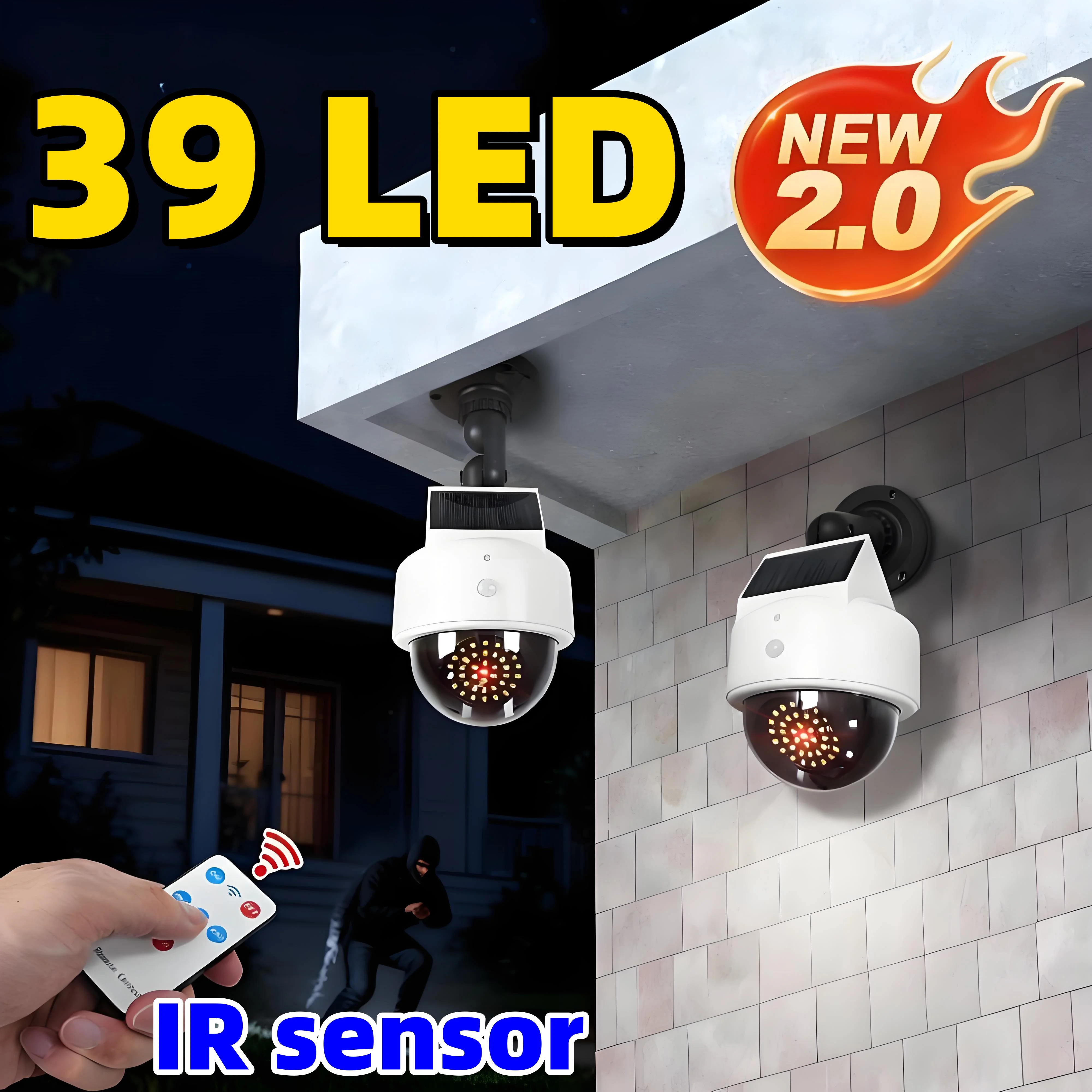 39LED محاكاة ضوء الأمان الشمسي مع مستشعر جسم الإنسان 3 أوضاع التحكم عن بعد كشاف مقاوم للماء لإضاءة الحديقة