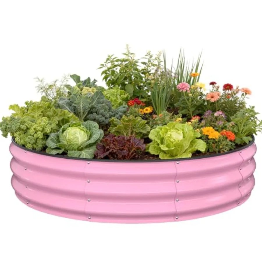 

Круглая приподнятая грядка 4x4x1 фута для сада, металлическая, для выращивания овощей, цветов, трав, коричневая, с антикоррозийным покрытием