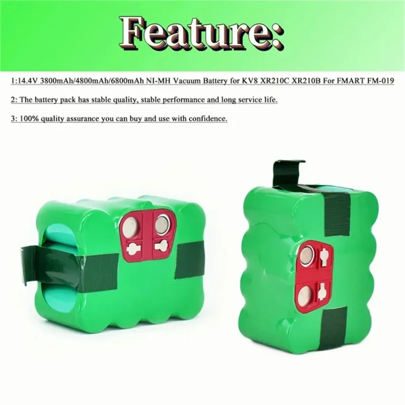 14.4 فولت SC ni-mh بطارية قابلة للشحن 3.8/4.8/6.8Ah مكنسة كهربائية مكانس كهربائية للكنس ل KV8 XR210 XR210A XR210B XR510B XR510B XR