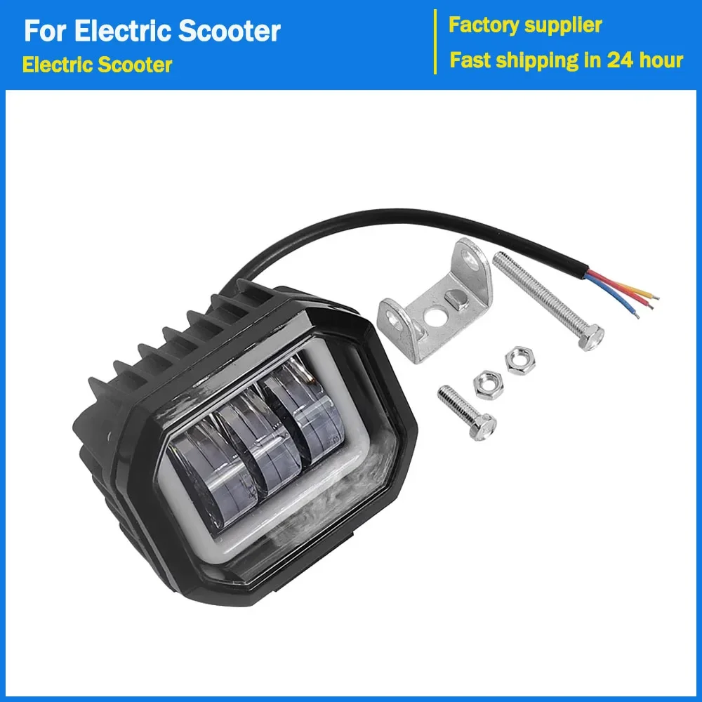 Universal Electric Scooter Front Lamp Led Liht Spotlight 16W DC 12V-80V for Electric Bicycle Waterproof Warning Headlight Parts