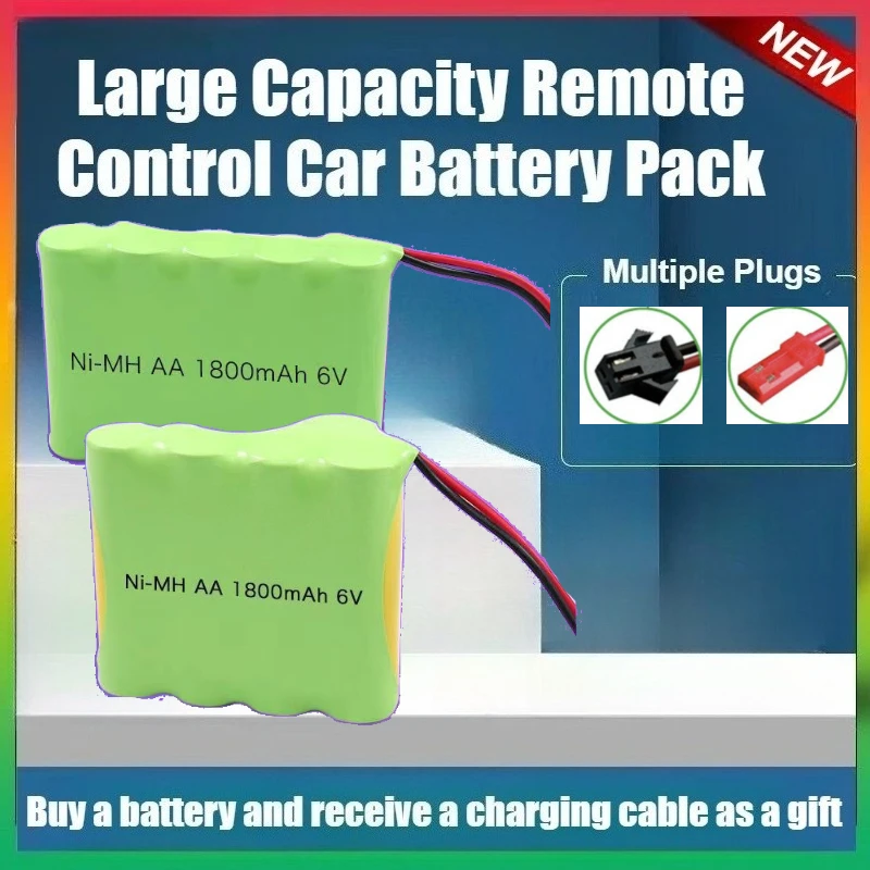 

AA 6V 800/1800/2700mAh Rechargeable NI-MH Batteries Pack for Remote Controlled Cars and Toy Battery With JST SM Plug