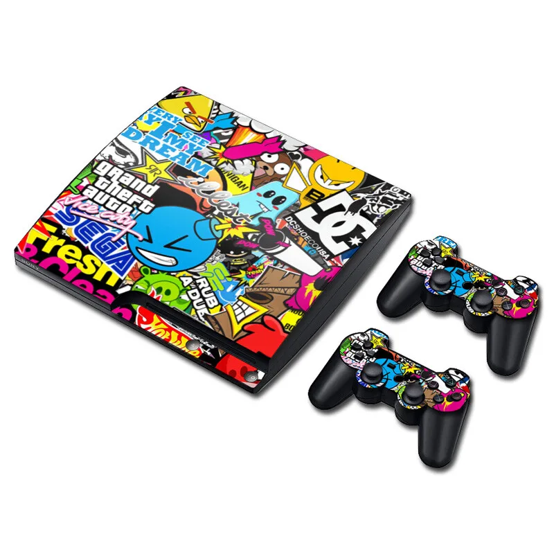 Cover per decalcomania adesivo skin graffiti dal design personalizzato per console e controller PS3 Slim per vinile adesivo PS3 Slim Skins