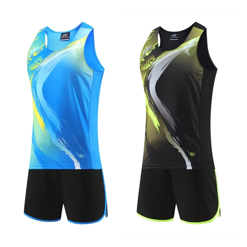 Track and Field Sets for Men Women Boys Girls Thin Running Vest Shorts Quick Dry Marathon Tracksuit Sportwear Training Suits