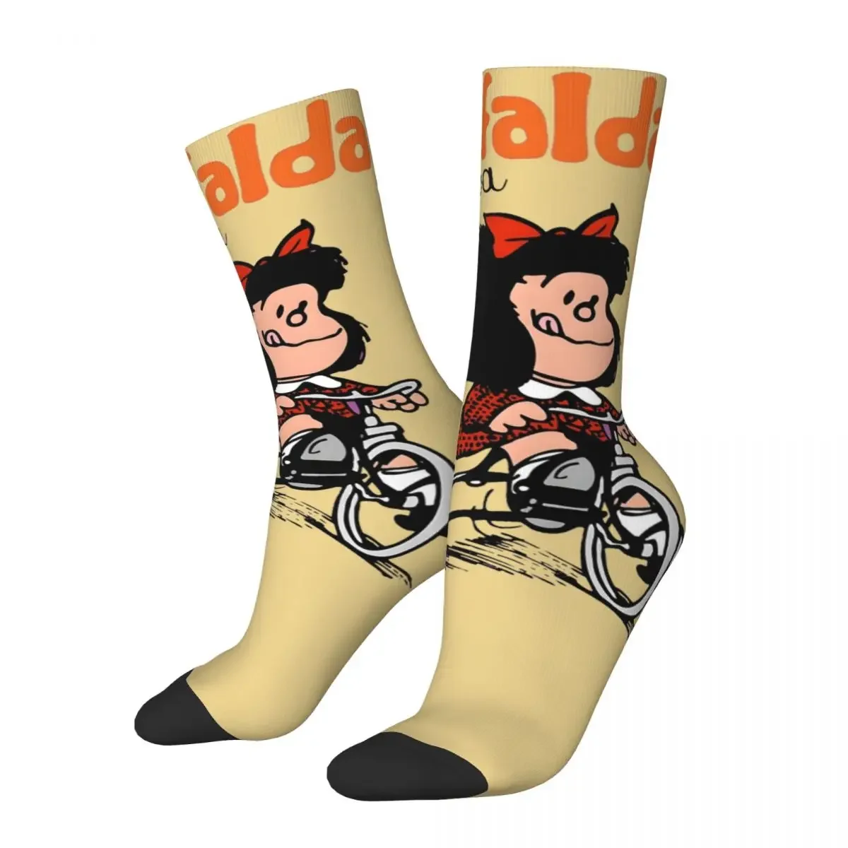 Hip-hop Unisex Mafalda Quino Go Bicycle Theme Socks Cute Funny Accessories Print Socks Cotton Birthday Present