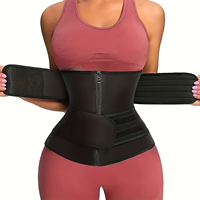Women's Black Waist Fitness Trainer Abdominal Belt, Sports and Fitness Body Shaping Device with Adjustable Shoulder Straps, Zipper Closure and Safety Hook Fastener, Can Enhance Fitness and Exercise Performance