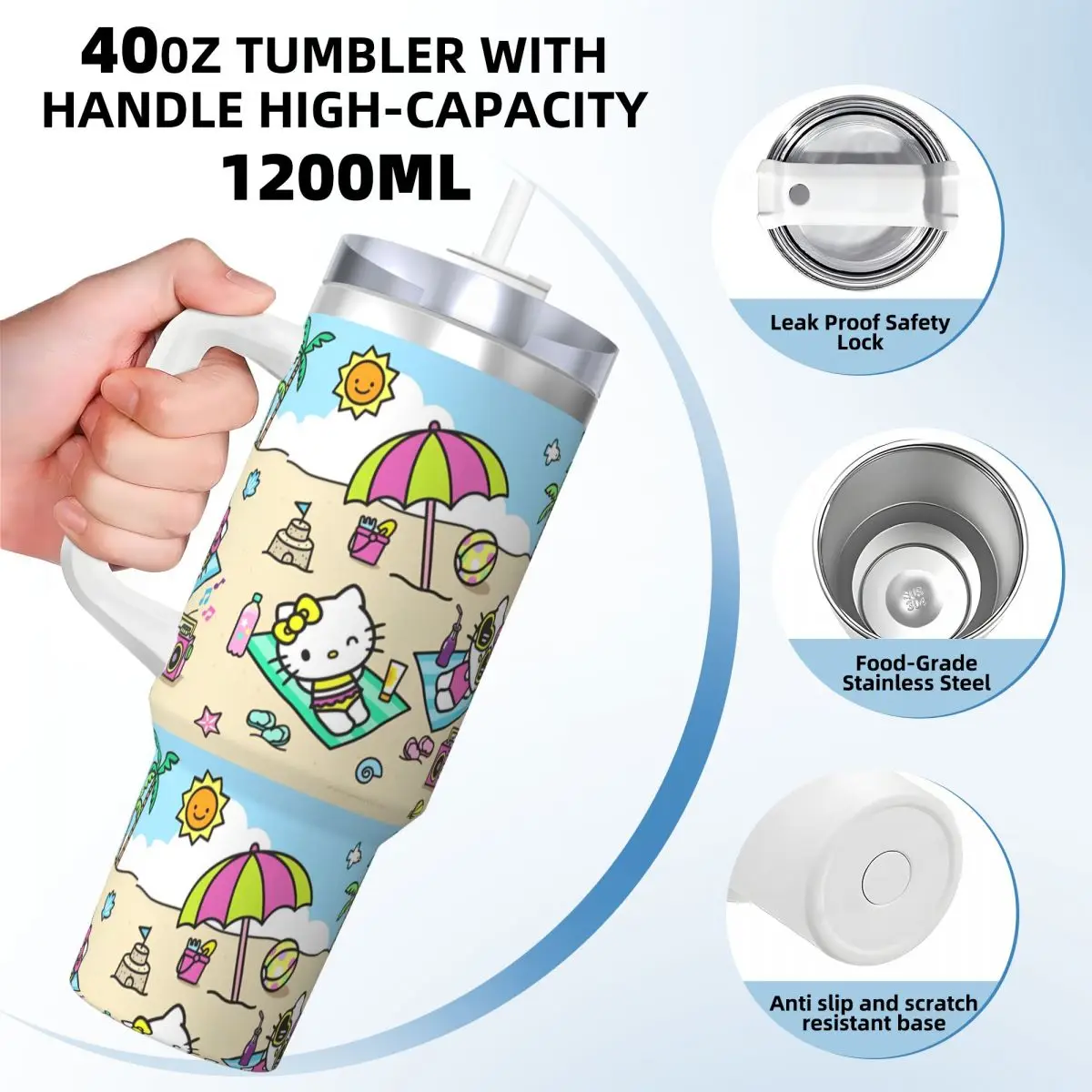 Sanrio Hello Kitty (10)-bayingimg Tumbler Cold Drink Water Bottle Portable Stainless Steel Thermal Mug Custom Travelist Mugs Cup