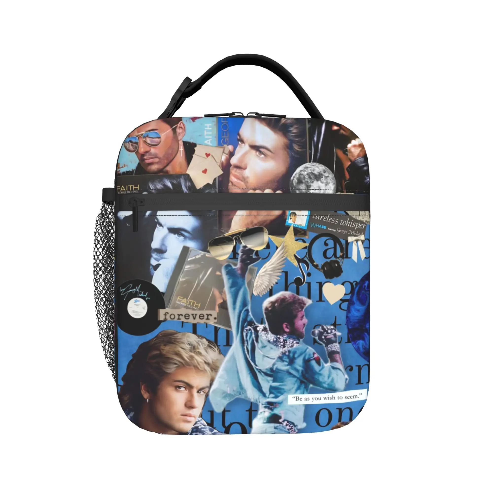 George Michael British Singer Lunch Bag For Child  Print Lunch Box Vintage Picnic Cooler Bag Portable Oxford Tote Food Bags