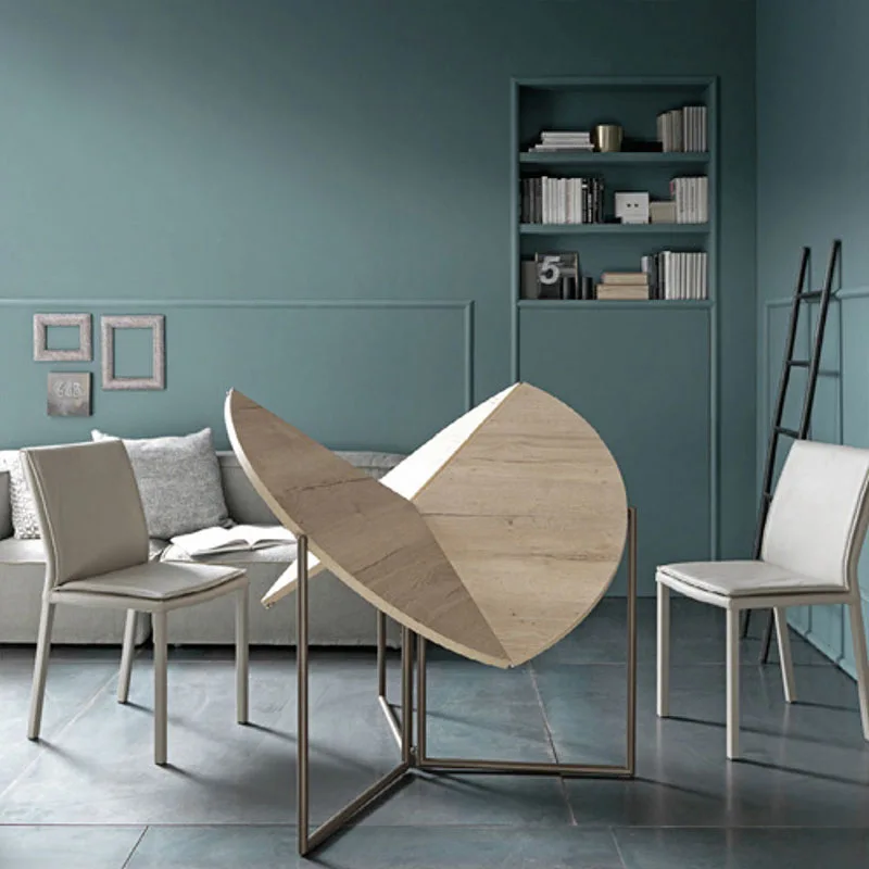 Folding round dining table multi-functional solid wood modern simple light luxury small apartment household Nordic movable round