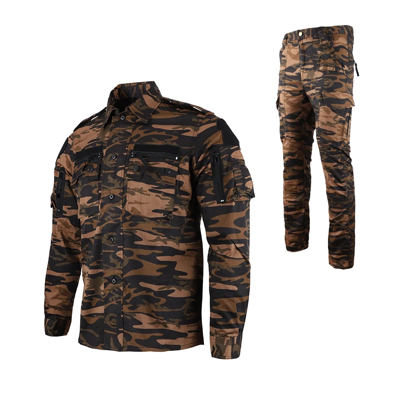 Outdoor Camouflage Brown Tactical Suit Uniform Men\'s Hiking Hunting clothes Combat Training Clothing