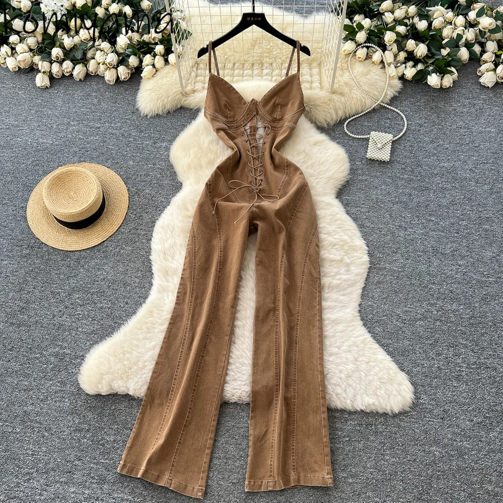 

Полые бандажи Ropa Mujer, популярные комбинезоны для девочек, осенняя туника, комбинезон, женский модный повседневный комбинезон Femme Monos Largos