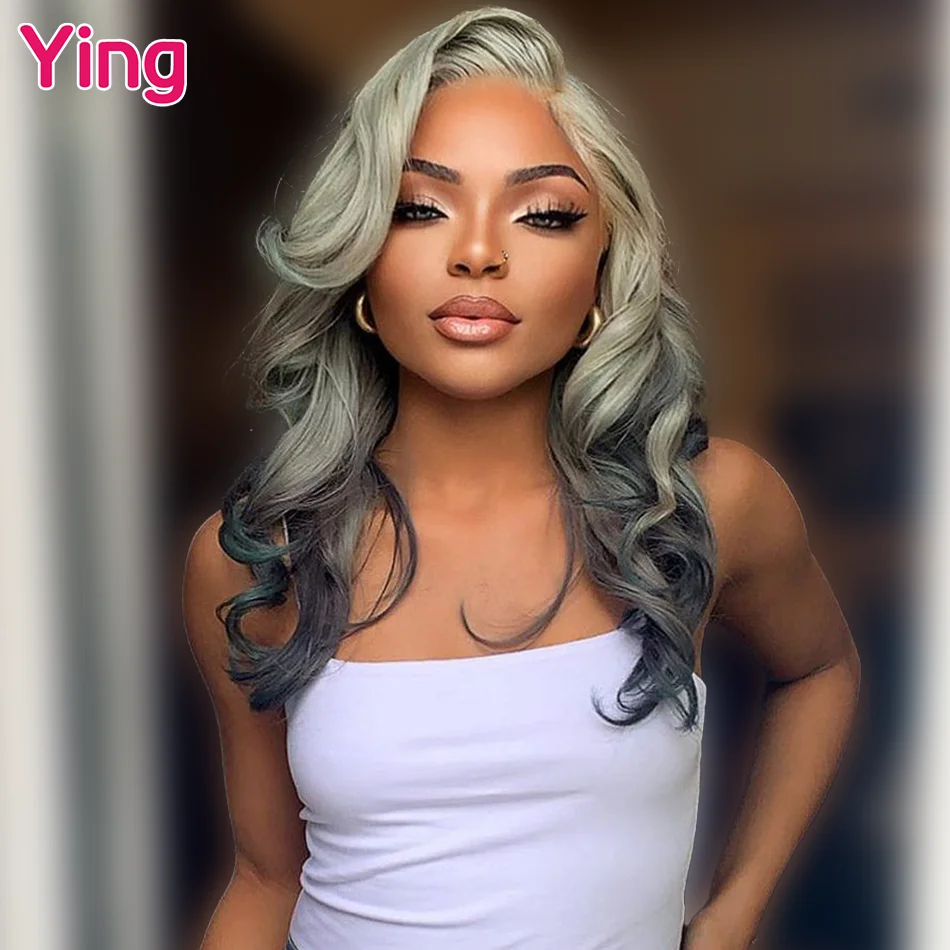 Ying Brazilian Omber Ash Blonde Body Wave 13x6 Lace Front Wig Pre-Plucked 13x4 Transparent Lace Frontal Human Hair Wig For Women