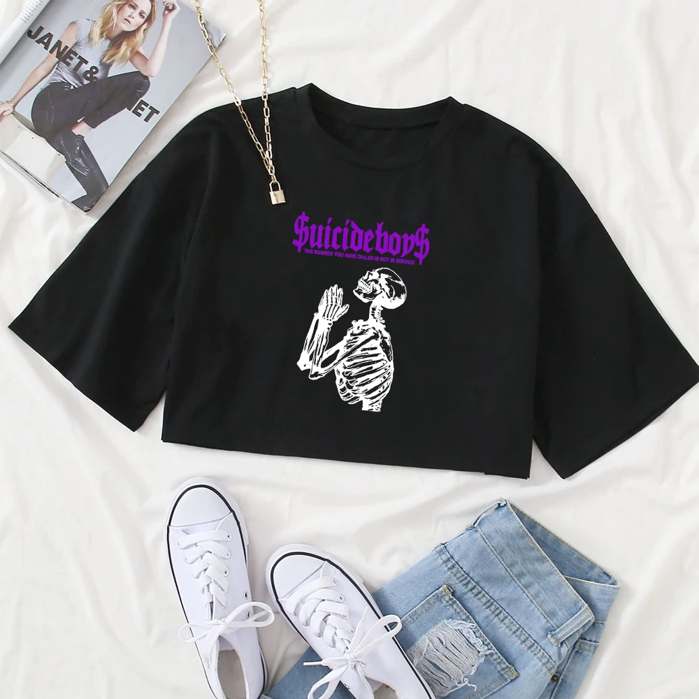 $uicideboy$ I Want To Die in New Orleans 2024 Music Fans Gift Clothing Short Sleeves O-Neck Girls Shirt Super-short Crop Tops