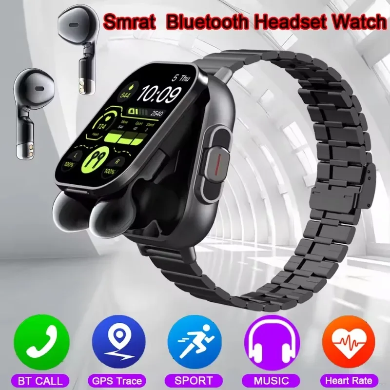 

GPS Smart Watch D8 TWS 2-in-1 Headset Bluetooth Talk Heart Rate Blood Pressure Health Monitoring Headphones Play Music with To