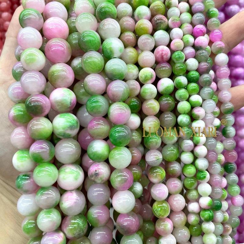 Natural Multicolor Persian Jade Stone Beads Loose Round Spacer Beads for Jewelry Making DIY Bracelet Accessories 15\'\' 6 -12MM