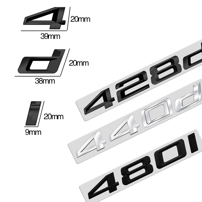 ABS Emblem Glossy Black Car Sticker Badge Decal Body Trunk Decor for BMW 418d 420d 430d 435d 418i 420i 428i 430i 435i 440i