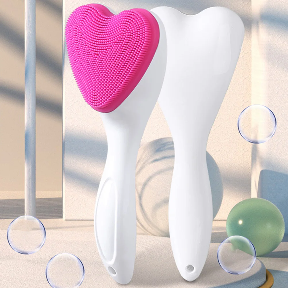 فرشاة تنظيف الوجه اليدوية من السيليكون، فرشاة غسل الوجه على شكل قلب للنساء، تنظيف البشرة العميقة، مقشر الوجه اليدوي #3