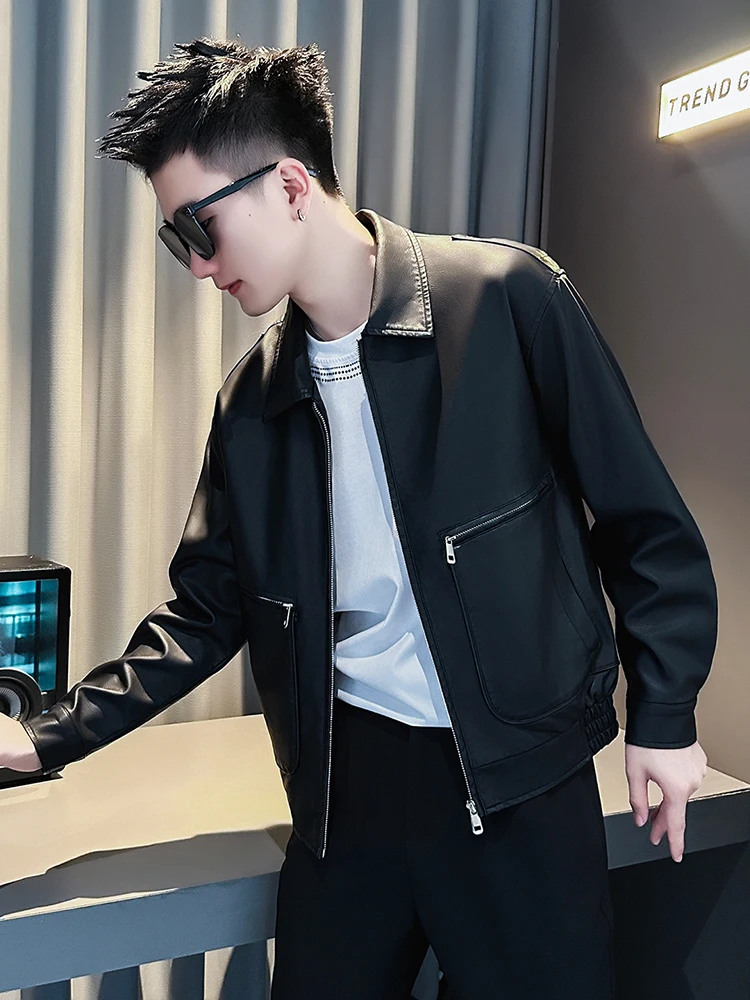 

Мужское модное байкерское пальто Jaet из искусственной кожи Long Sve на молнии, повседневное осенне-зимнее пальто без подставки