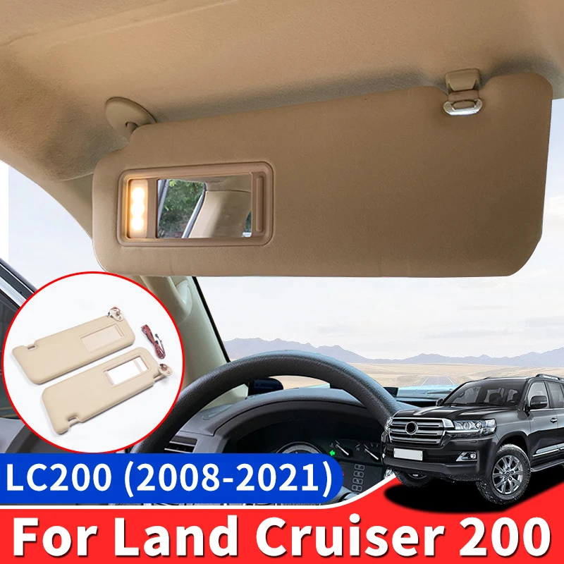 

For 2008-2021 Toyota Land Cruiser 200 Modified Sun Visor Windshield Main Co-Pilot Cosmetic Mirror LED Light Original Accessories