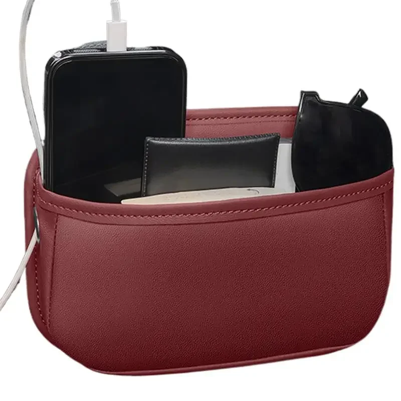 Car Pocket Organizer Vehicle Adhesive Pouch for Phone Car Seat Leather Storage Pocket for Glasses Phones Keys and Cards Sunglass