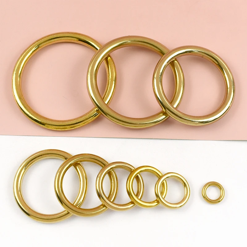 

5/10Pcs Meetee 8-51mm O Ring Metal Buckles for Webbing Bag Strap Solid Brass Carabiner Rings Handbag Chain Seamless Hanger Loop