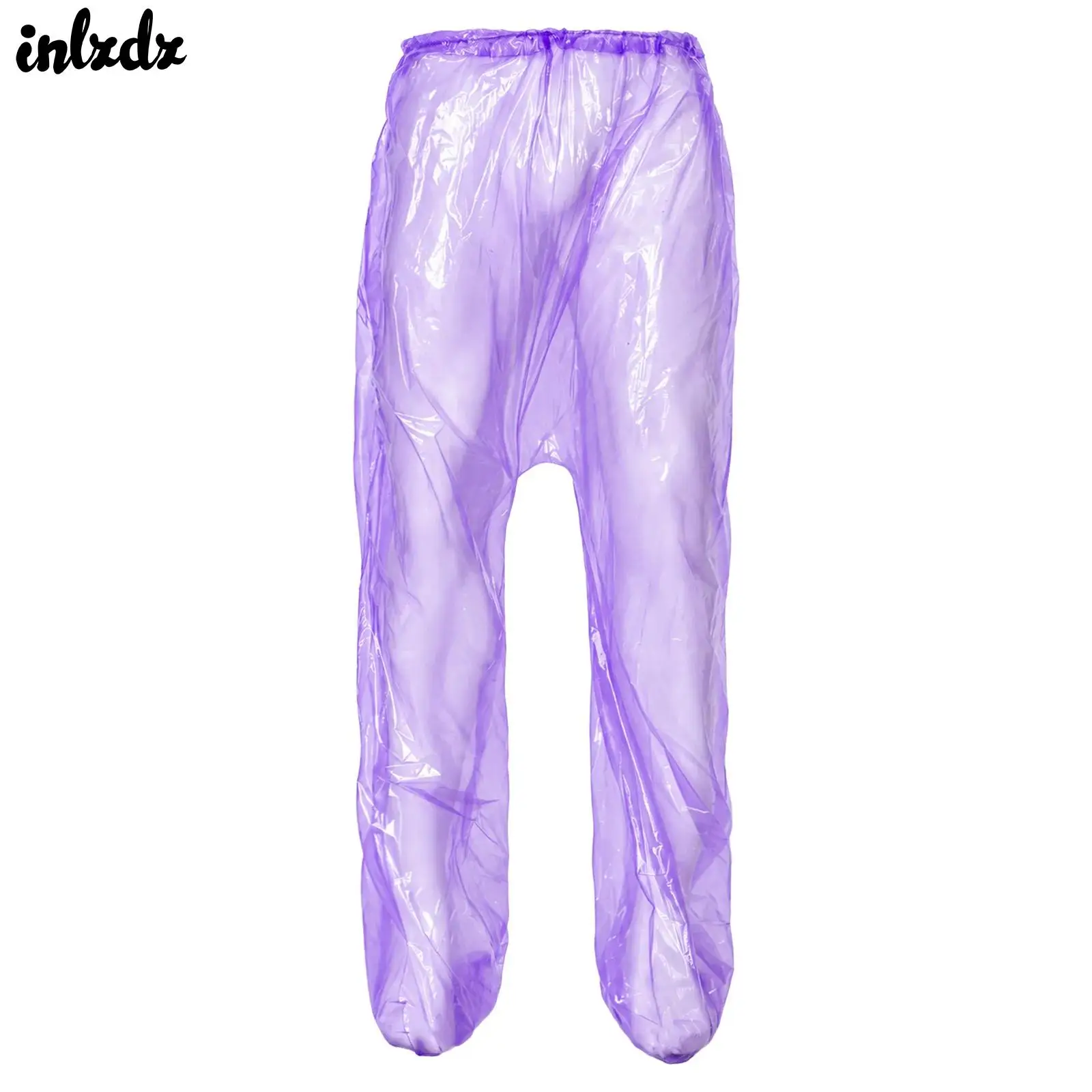 Unisex Adults Waterproof Pants Rainwear Foot-covering High Waist Elastic Waistband Rain Pants for Cycling Fishing Water Rafting