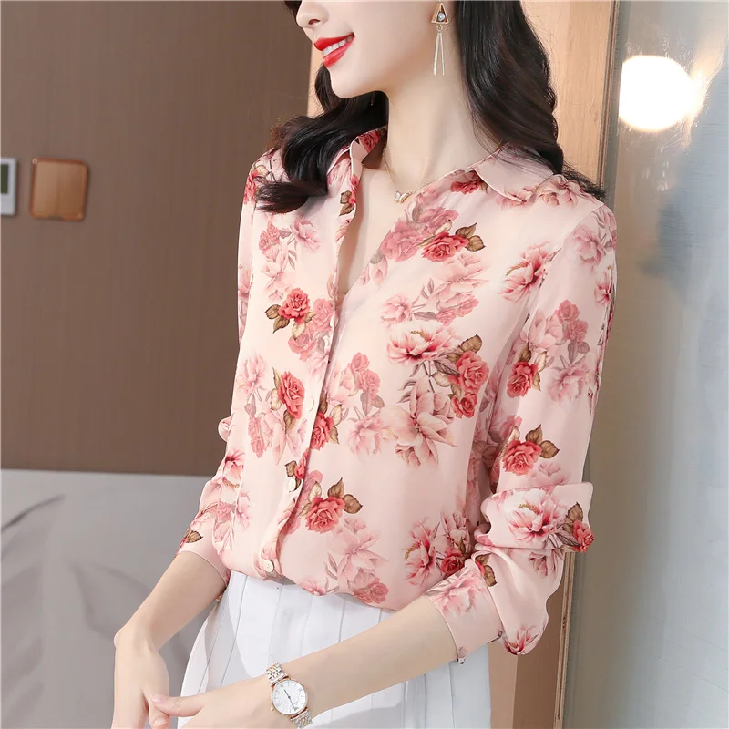 

Shirt Women Spring Autumn New Fashion Stylish High-End Design Floral Blouse Wome