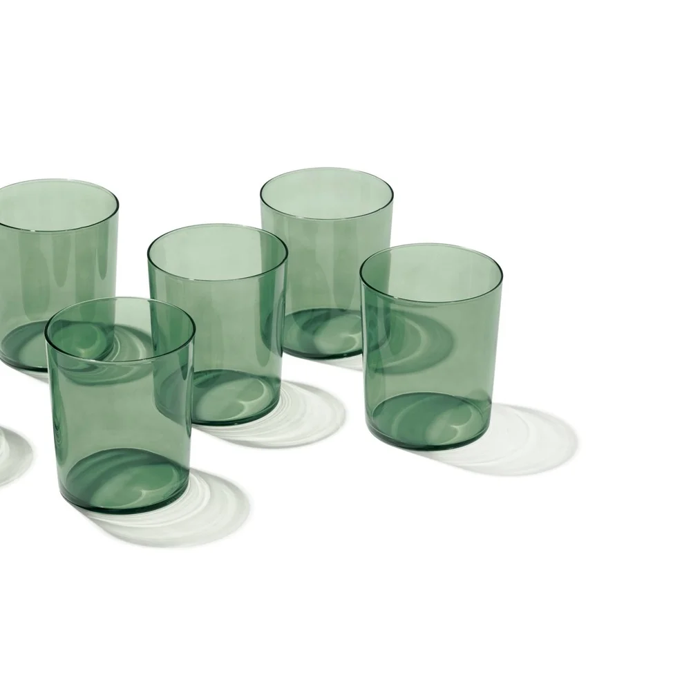 Stackable Green Glasses Set of 6 16 oz Dishwasher Safe Ergonomic Design Perfect Any Beverage Easy Storage
