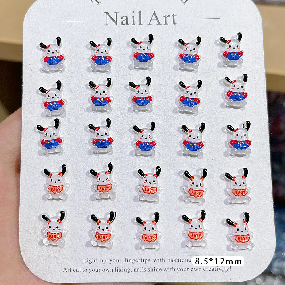 100個/パック キュートなポチャッコ樹脂ネイルチャーム - 3D漫画ネイルアート、愛らしいプレスオンネイルデコレーション、DIYカワイイマニキュア用