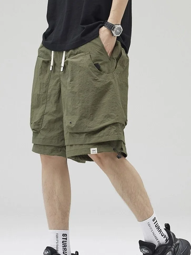 

Ultra-Thin Ice Silk Workwear orts Men's Sle 5-Quarter Summer Military een Casual Pants Loose Fit Youthful Energy