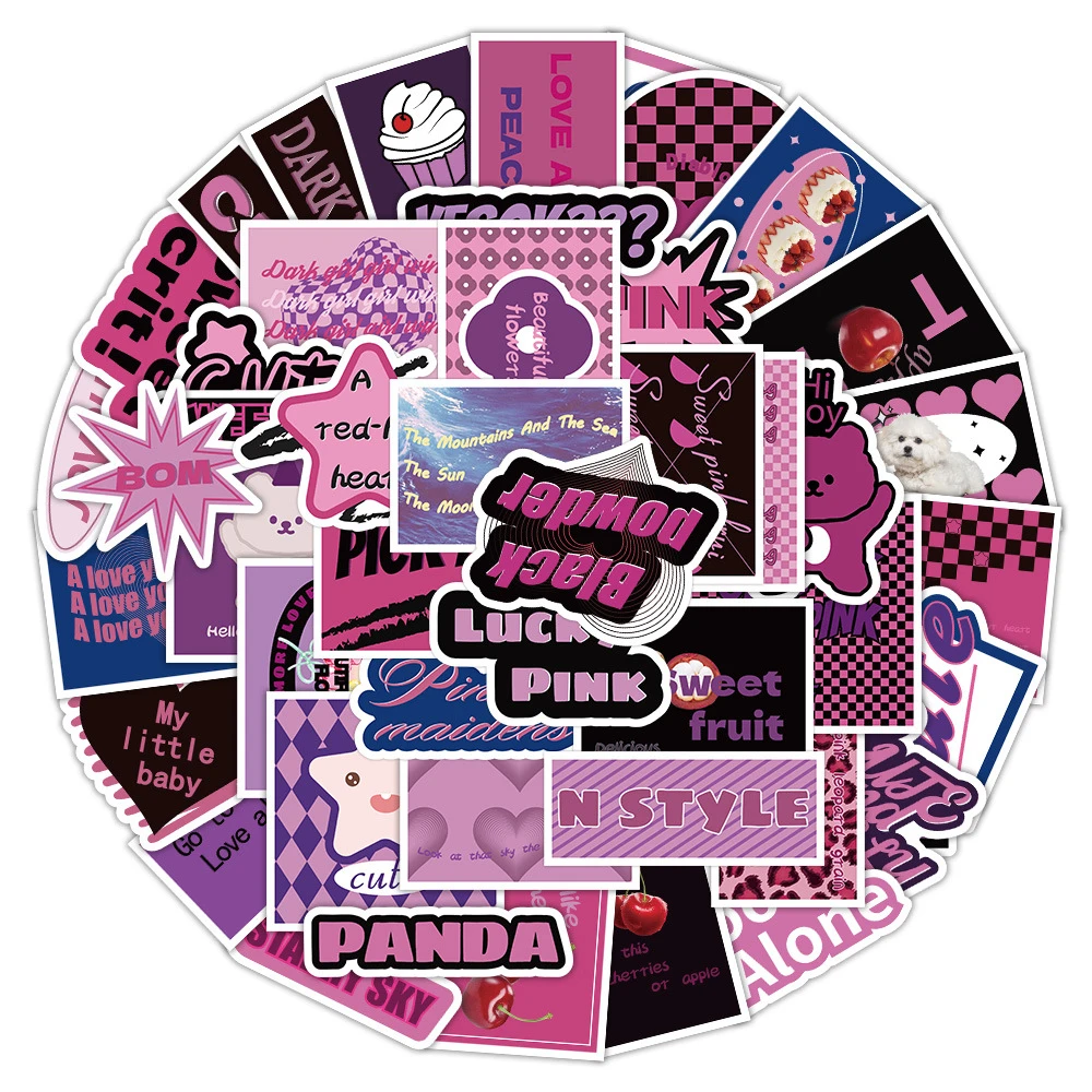60PCS Schwarz Lila Inspirierende Englische Phrasen Wasserdichte Graffiti Aufkleber Für Notebook Aufkleber BulingBulingStickers Store