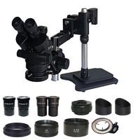 3.5X-180X Double Boom Simul Focal Trinocular Stereo Inudstrial PCB Soldering Microscope 0.5X 2.0X Objective Lens Kit