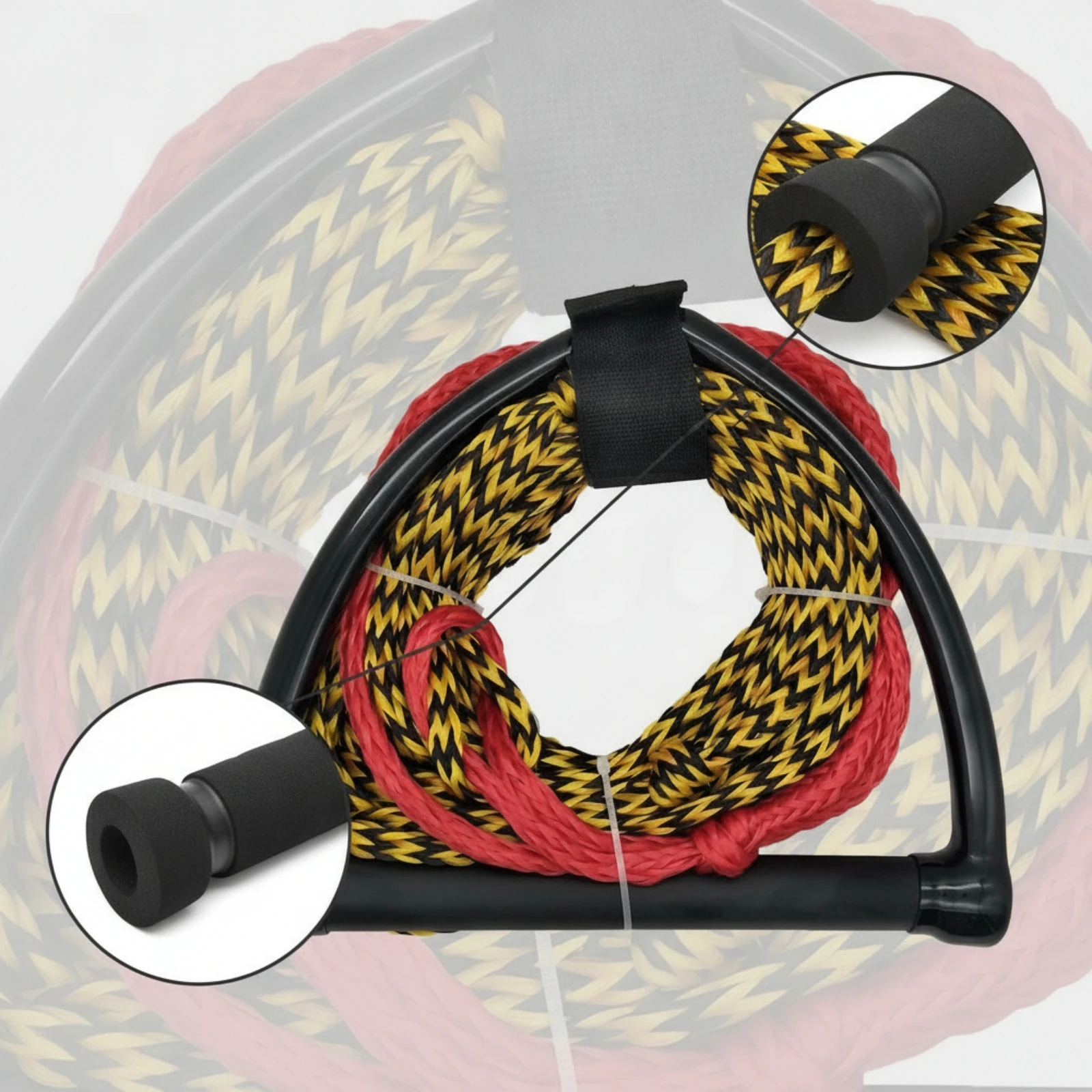Tow Rope with Handle Coiled Watersports Rope Tangleunrestricted Heavy-Duty for Wakeboarders, Water Sports, Boating