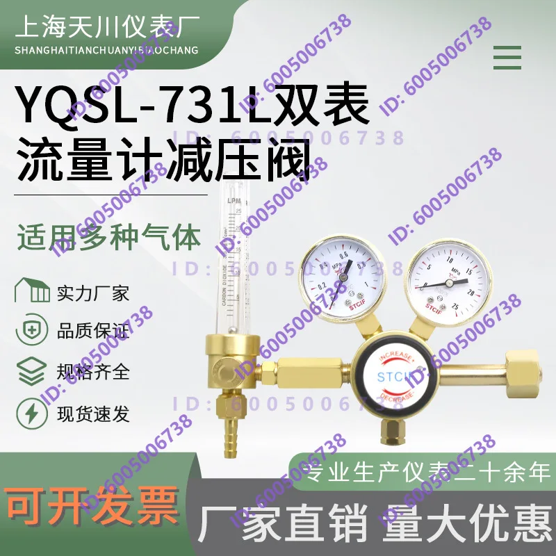 All copper flowmeter double meter standard gas pressure reducing valve YQSL-731L-1.5L 25L