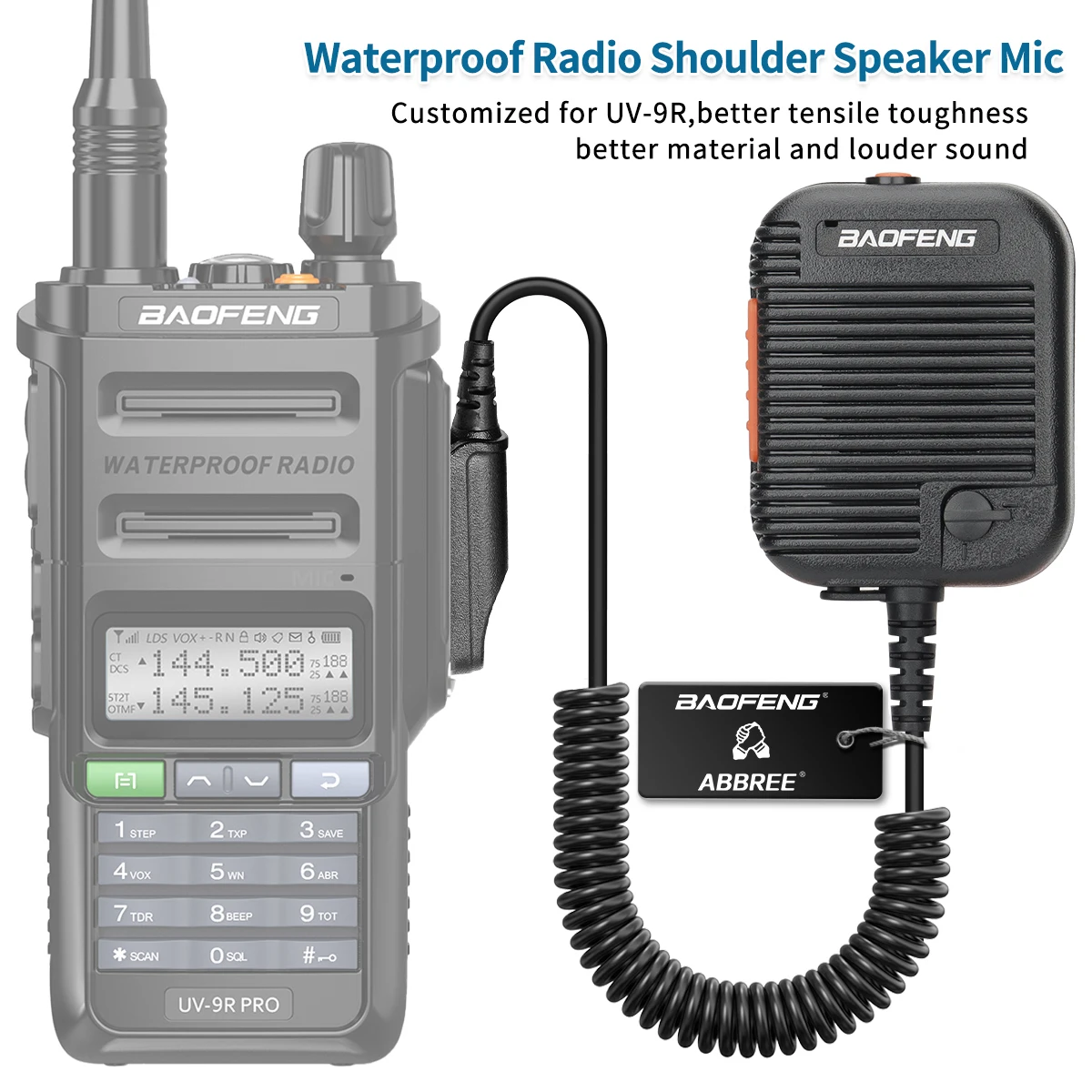 BAOFENG Volume Adjustable Dual PTT Shoulder Mic Tactical Speaker Microphone Handheld UV-9R PRO UV-S22 PRO UV68 Plus Ham Radio