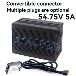 Detachable connector 54.75V 5A Aluminum case Lifepo4 Battery Fast Charger For 48V 15S Lifepo4 Battery Charger Cooling fan