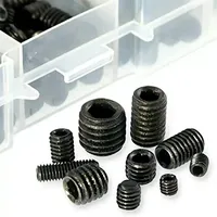 400pcs Grub Screws Assortment Kit M3 M4 M5 M6 M8 Cup-Point Cone Point Black Alloy Steel Hexagon Socket Screws